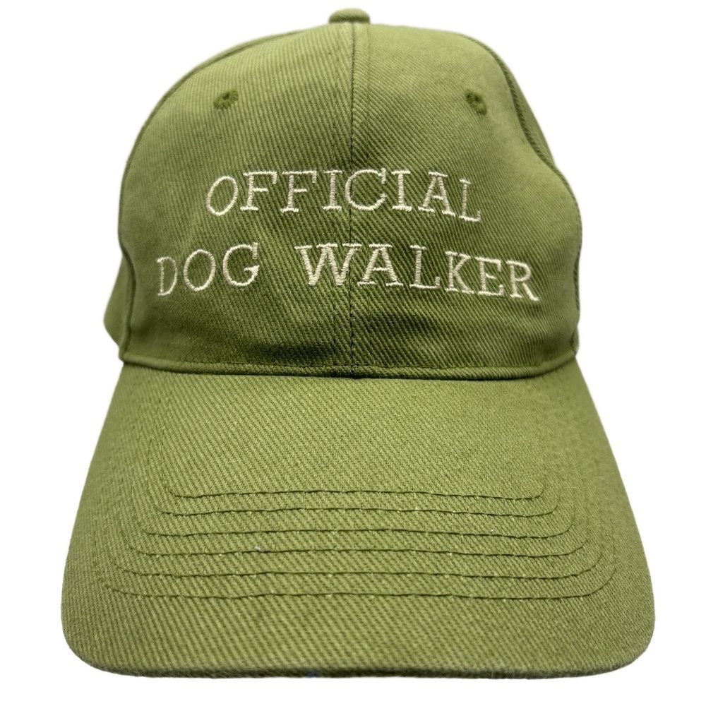 Official Dog Walker Hat Green Embroidered Adjustable Dad Cap 100% Cotton Taiwan